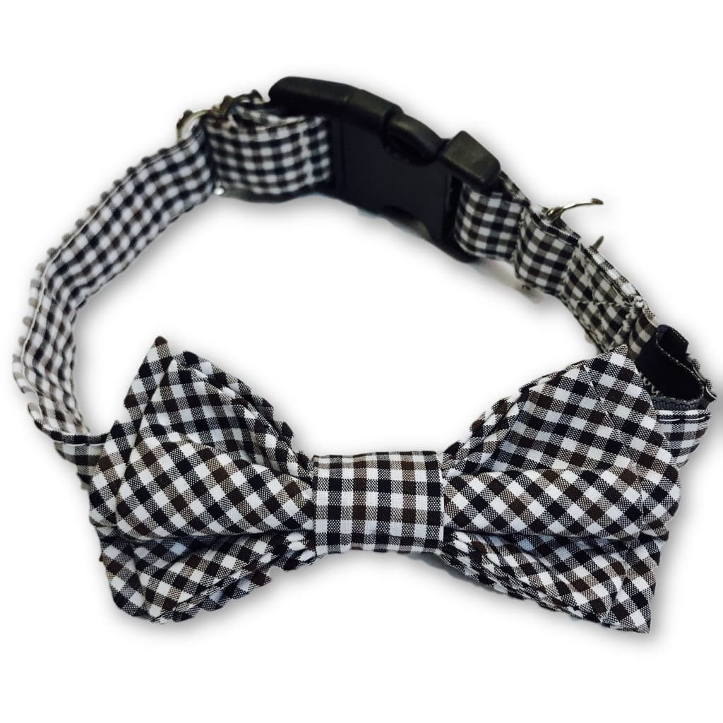 The Dapper Pet Bow Black Checkered Bow Tie Collar - Pet Bound Co.