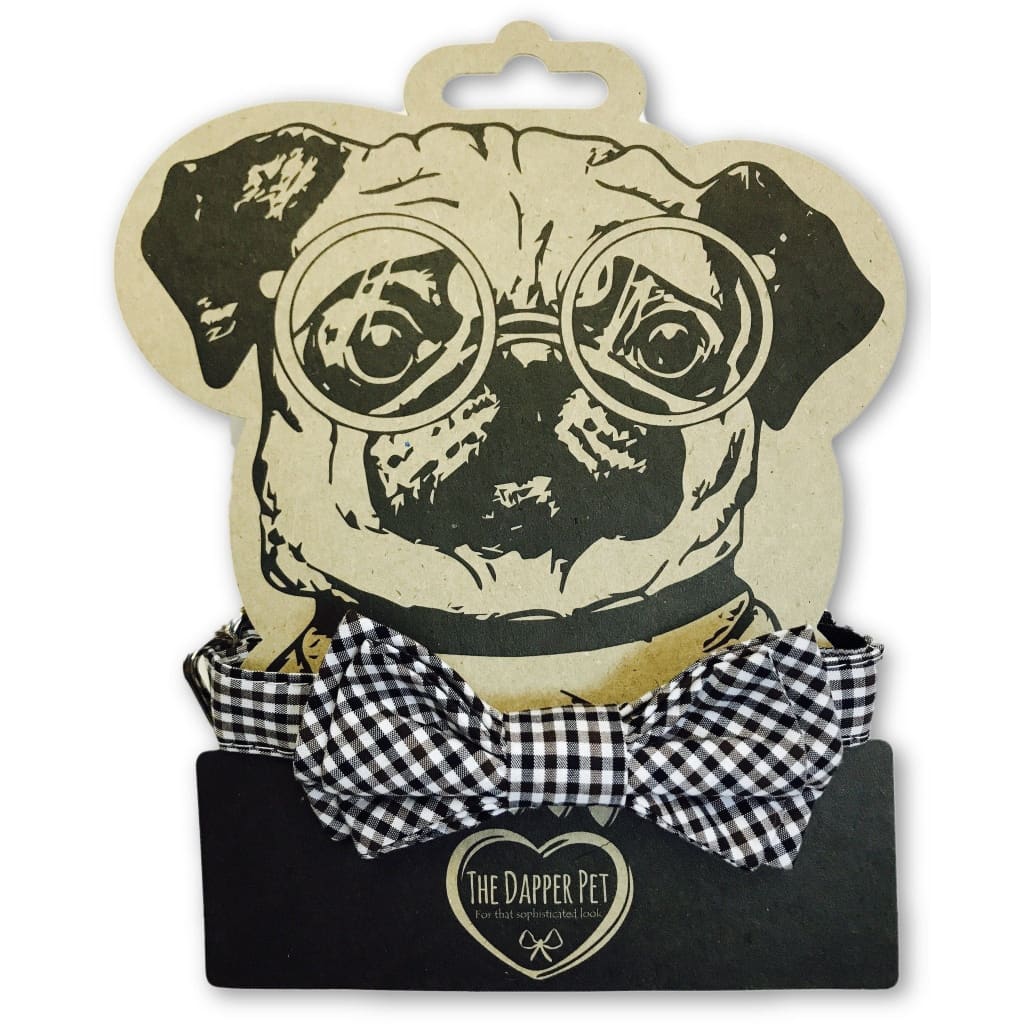 The Dapper Pet Bow Black Checkered Bow Tie Collar - Pet Bound Co.